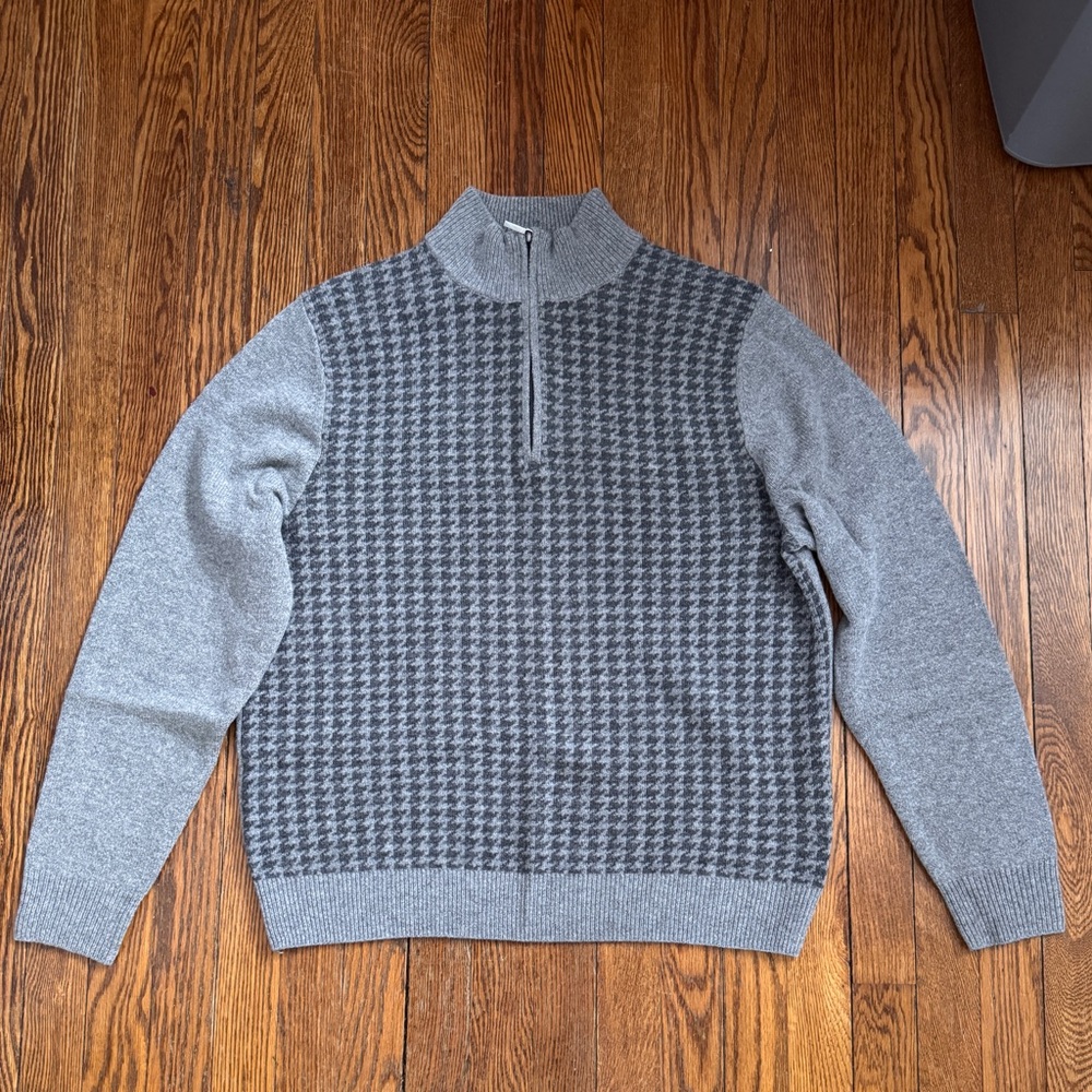 Brooks Brothers Wool Houndstooth Quarter Zip